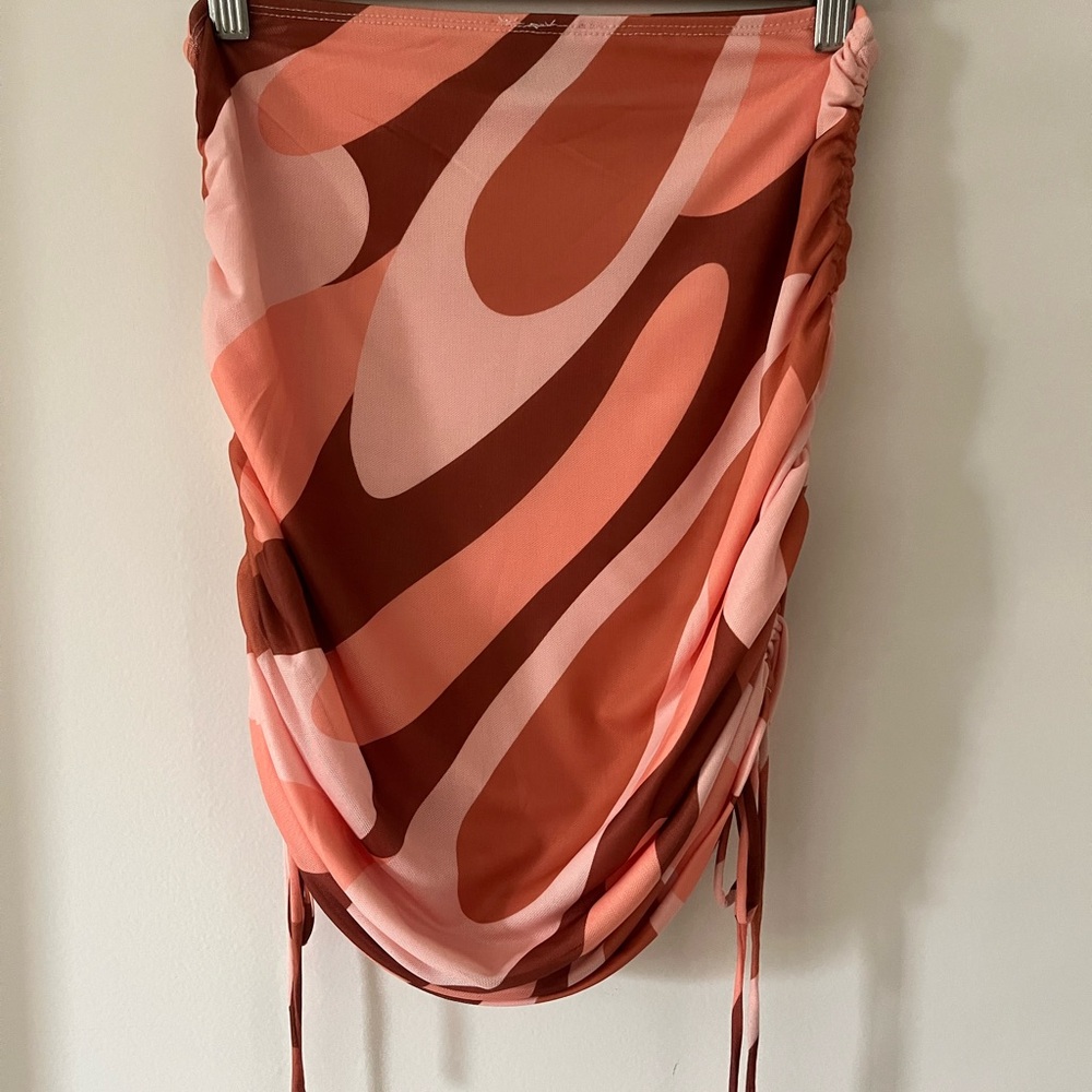 Princess Polly pink and brown side scrunch mini skirt